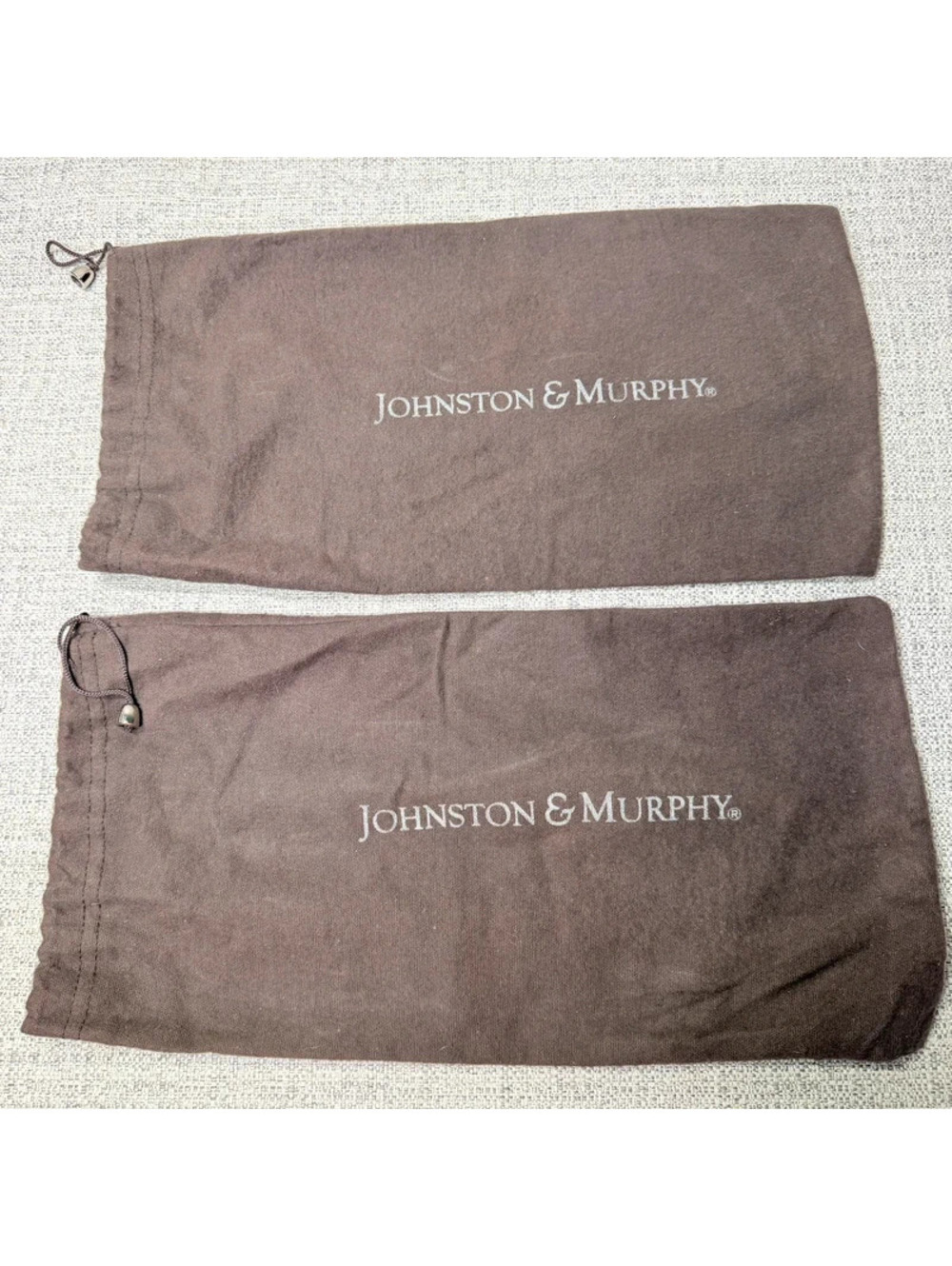 Johnston & Murphy Brown Drawstring Shoe Storage Travel Dust Bags Set of 2